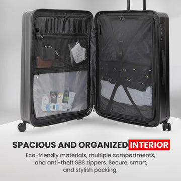 Aerolite M-Lite 29” Extra Large Premium Suitcase – Durable PP Polypropylene, Huge 118L Capacity, 76x50x30cm Check-In Luggage, TSA Lock, Phone Holder, Silent Hinomoto Wheels, Pack Up To 32 KGs, 15 Years Brand Guarantee